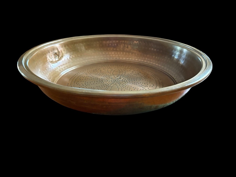 Antique Vintage Copper Colander Strainer 16”