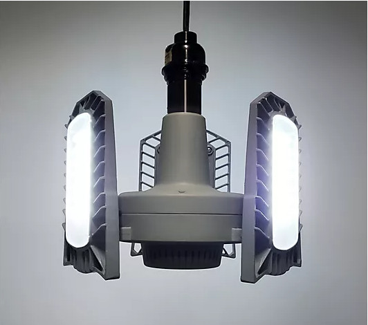 BrightLiving Tri-Panel LED Light with Motion Sensor & Battery Backup NEW Grey