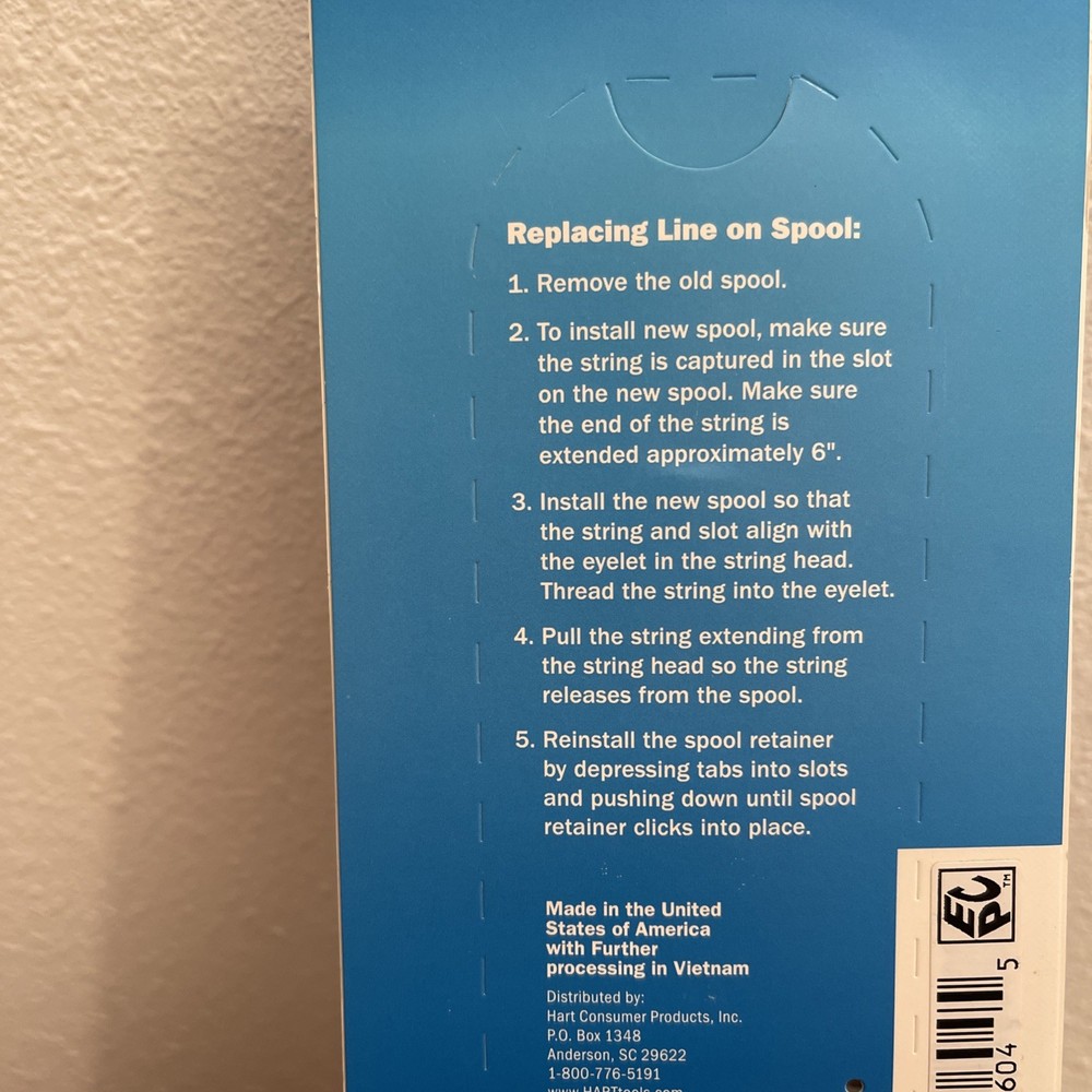 NEW HART .065" Line & Spool Blue - AutoFeed String Trimmers 4 Spools