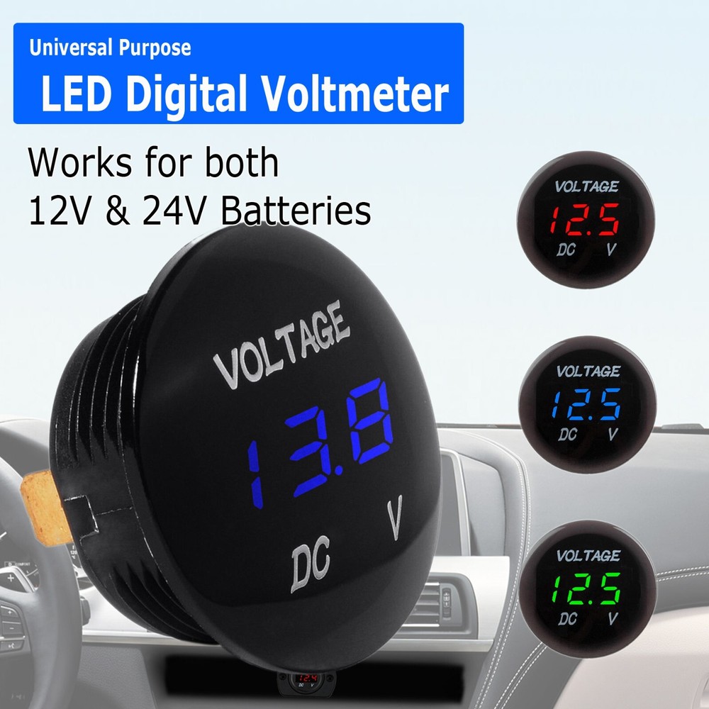 DC 12V-24V LED Panel Digital Voltage Volt Meter Display Voltmeter Motorcycle Car
