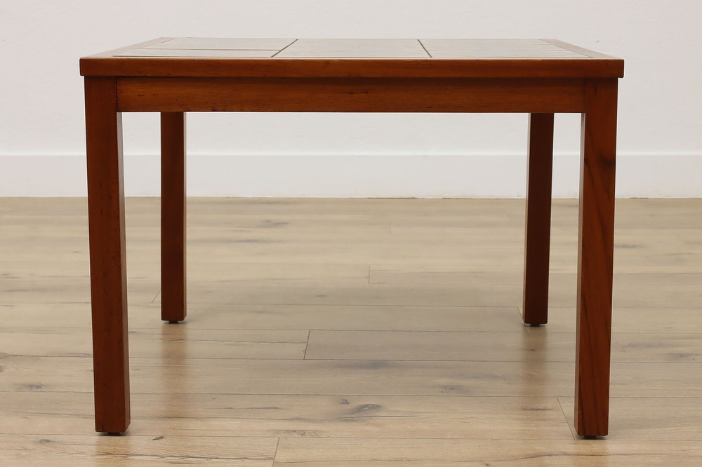 Midcentury Modern Vintage Teak & Ceramic Tile Coffee Table #54592