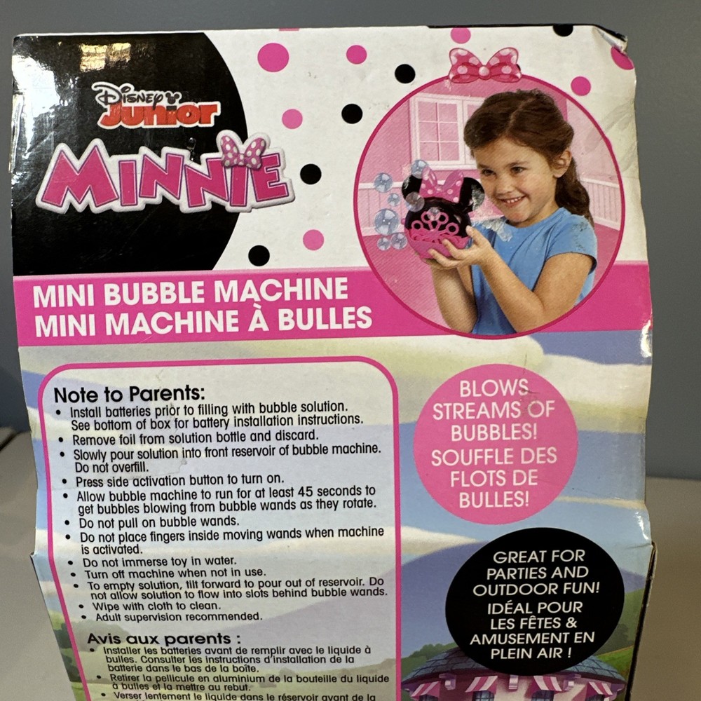 Minnie Mouse Mini Bubble Machine 2022 Disney Junior 2 Fl Oz