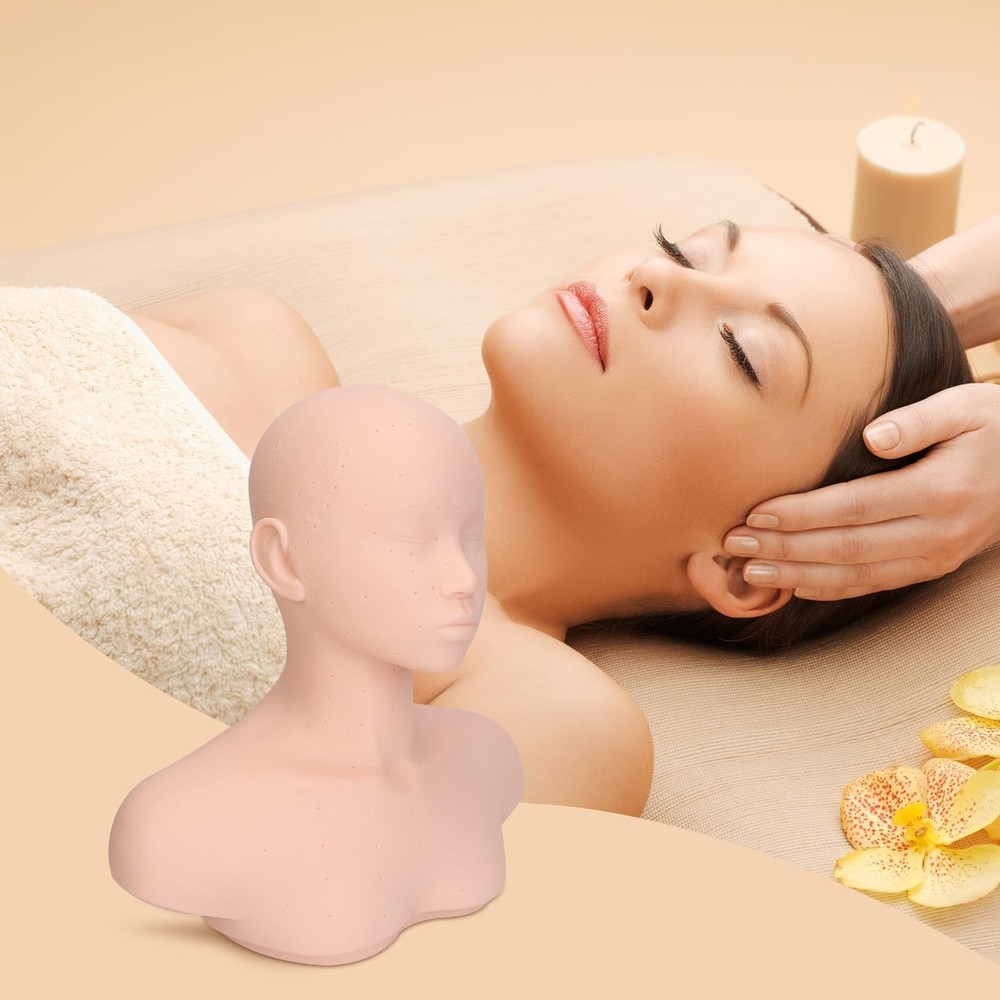 Head with Shoulders, Acupuncture Points, Soft PVC, Wig Stand