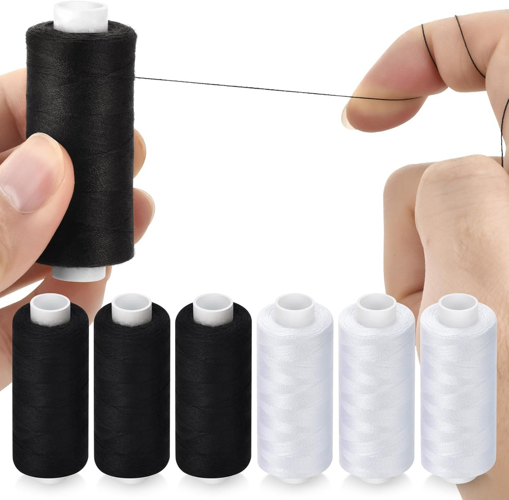6 Pcs Sewing Thread Kit, 400 Yards Each Spool 402 Polyester Thread with Sewin...
