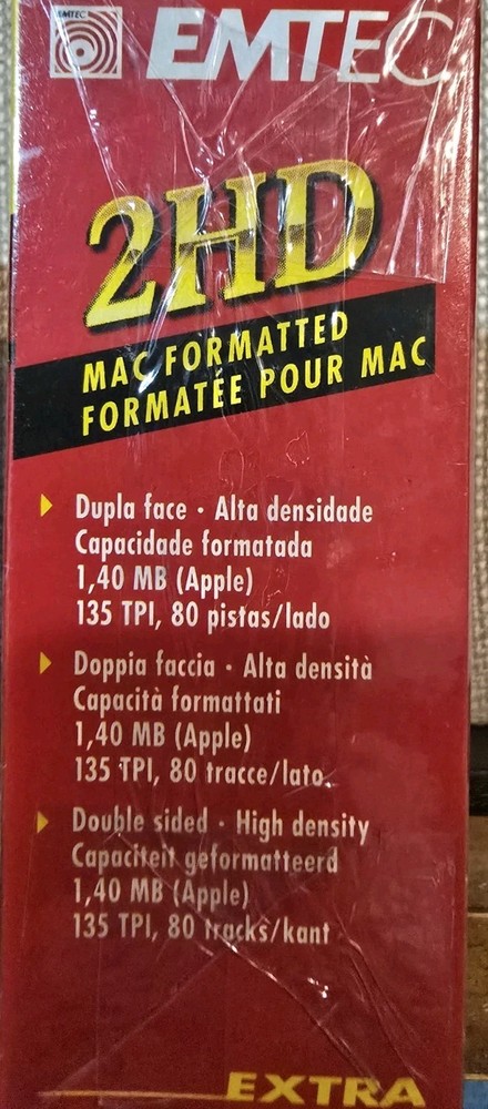 EMTEC 2HD MAC Formatted 3.5" 10 DISKETTE Pack Sealed (PC Formatable) 2 Packs
