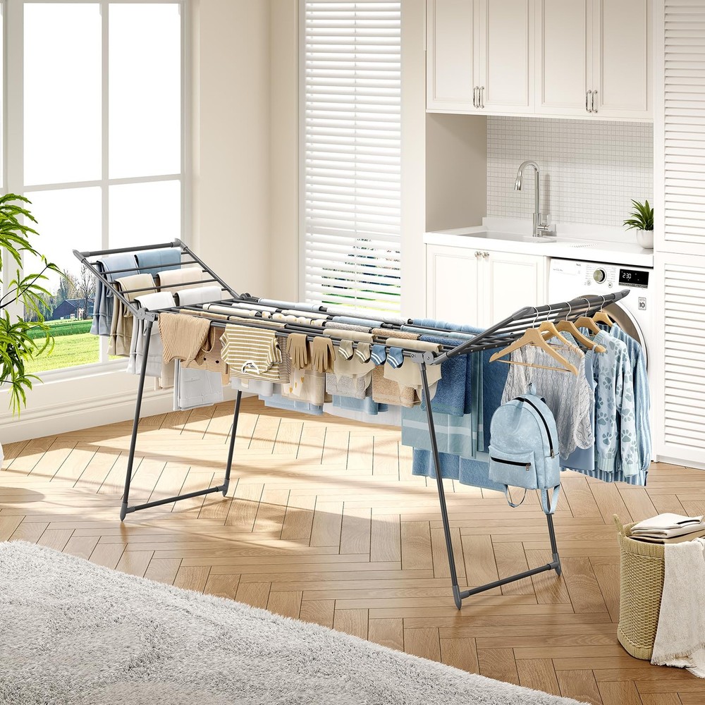 Clothes Drying Rack Foldable, Large Drying Rack Clothing Retractable, Metal C...