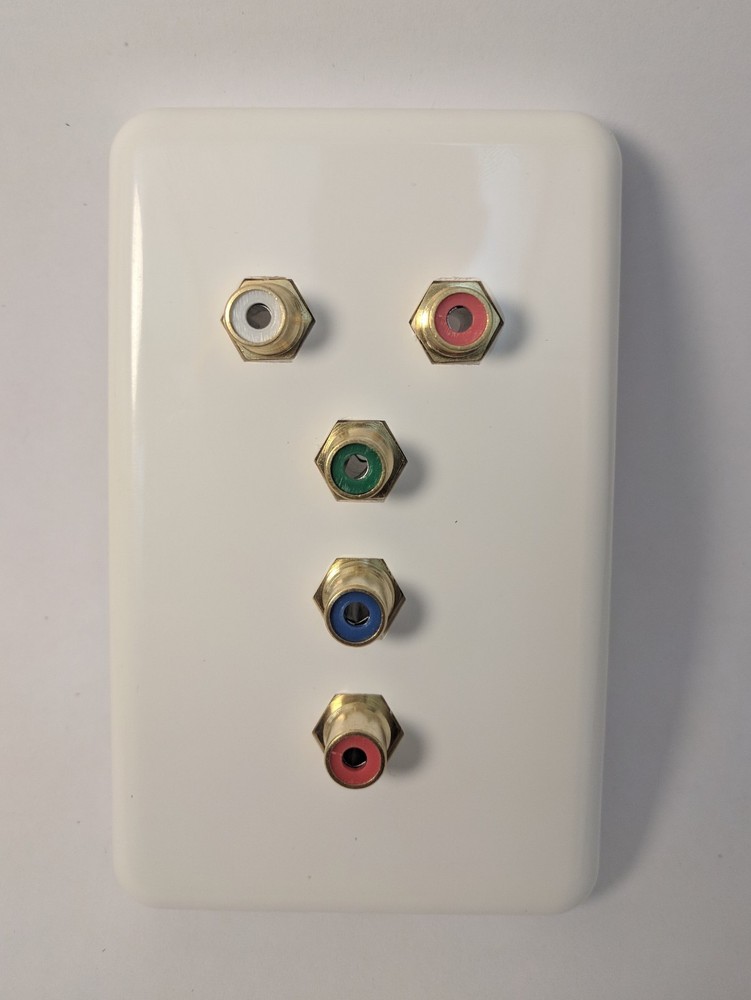 RCA Wall Plate Input Component Video/Audio Gold Plated Contacts White