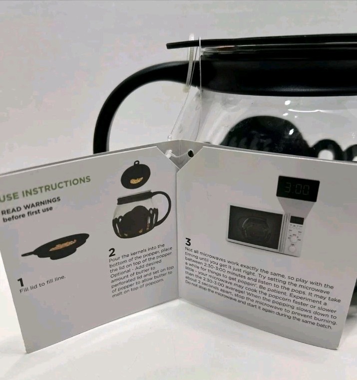 Micro-Pop Popcorn Popper 1.5 Quart with Lid for Microwave Use by Ecolution NWT