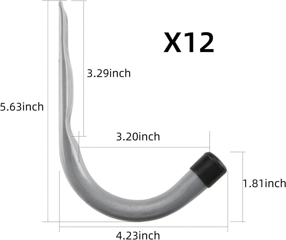 HOME MASTER HARDWARE 12 Pack Garage Storage Hooks 4 Inch J 12 Pack, Gray