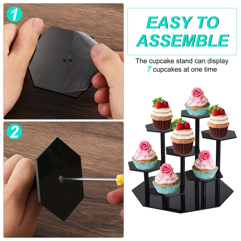 Acrylic Display Stand for Figures 7 Tier Acrylic Showcase Stand Black