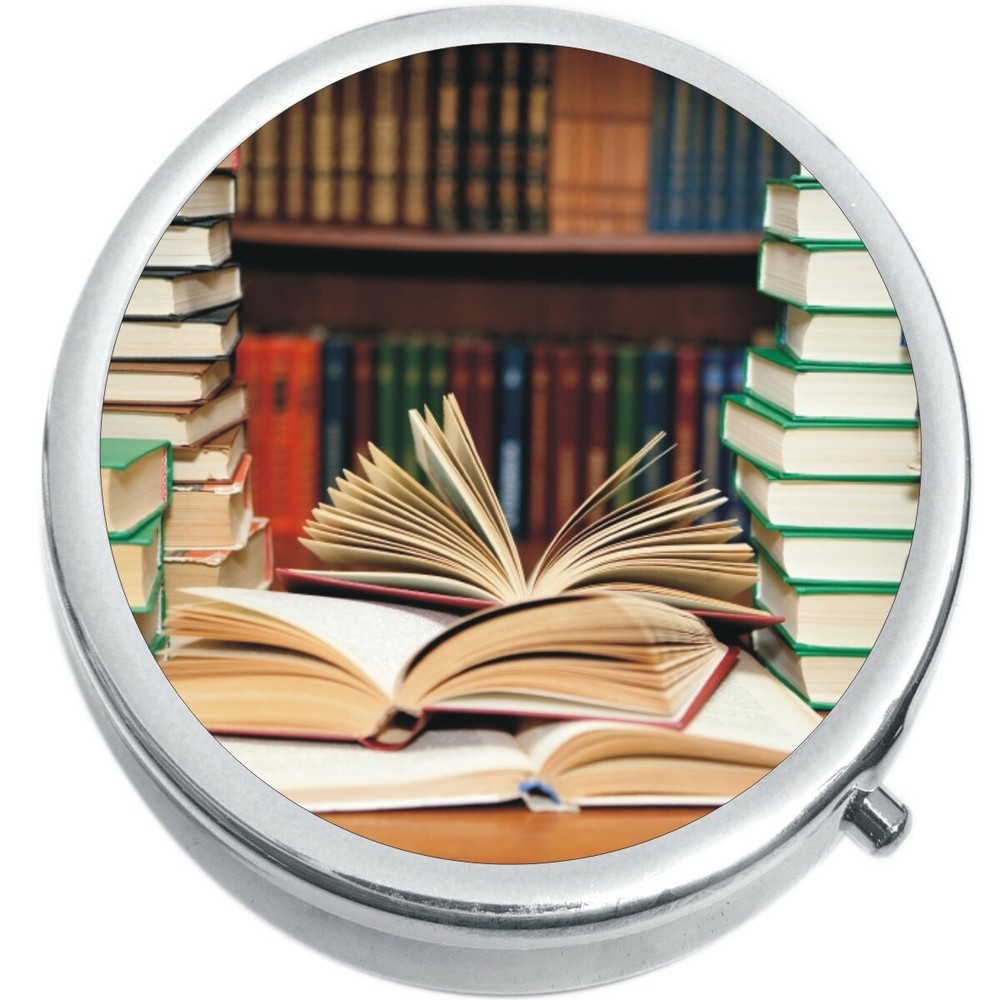 Open Books Library Medicine Vitamin Pill Box