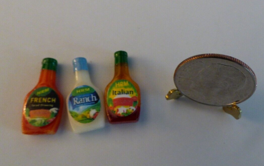 Dollhouse Miniature Bottled Dressing Set - Handcrafted