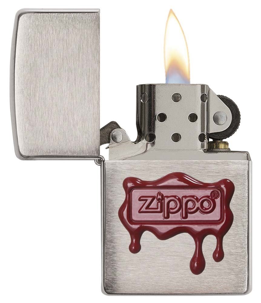 Zippo Red Wax Seal Brushed Chrome Lighter