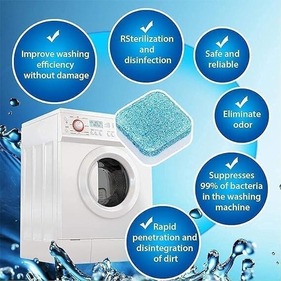 12 Pcs Washing Machine Cleaner Washer Deep Solid Cleaning Effervescent Tablets