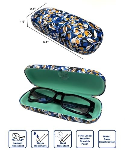 [4 PACK /], Printed Pattern Durable Hard Clamshell Eyeglass 3 PACK Rose Flower