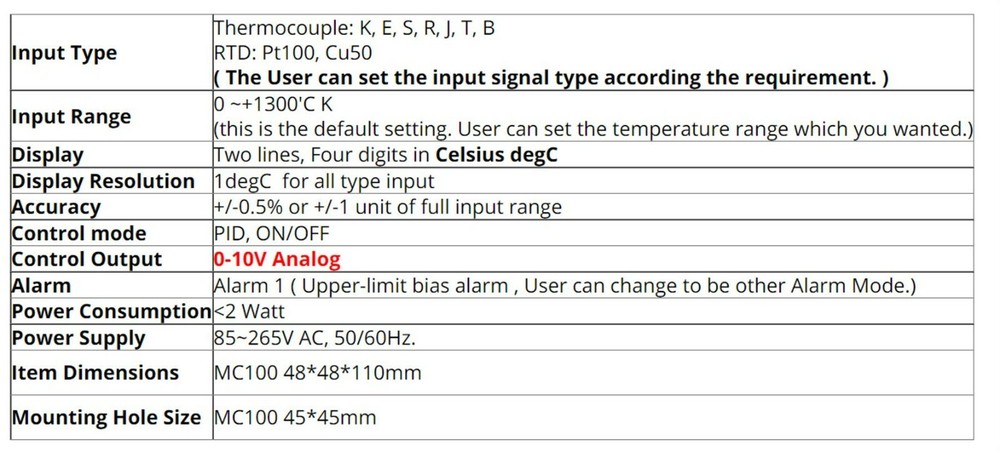 0-10V Analog Output Thermocouple Digital PID Temperature Controller Thermostat