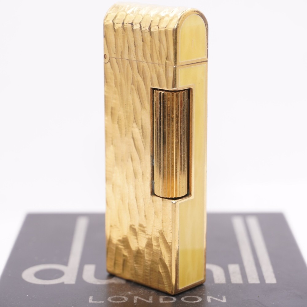 Dunhill Dome Lighter Gold plated with Yellow Lacquer_ Fully Working Condition