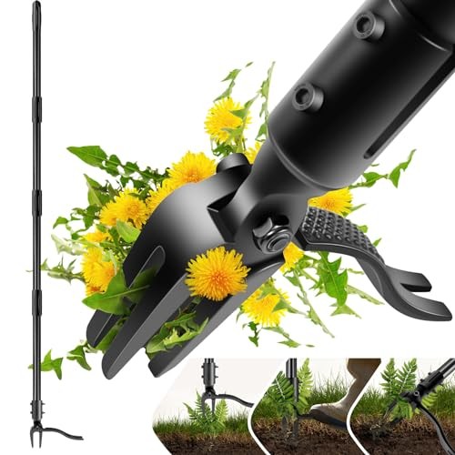Weed-Puller-Tool-with-Long-Handle, 63" Adjustable Stand Up Weeding Tool with