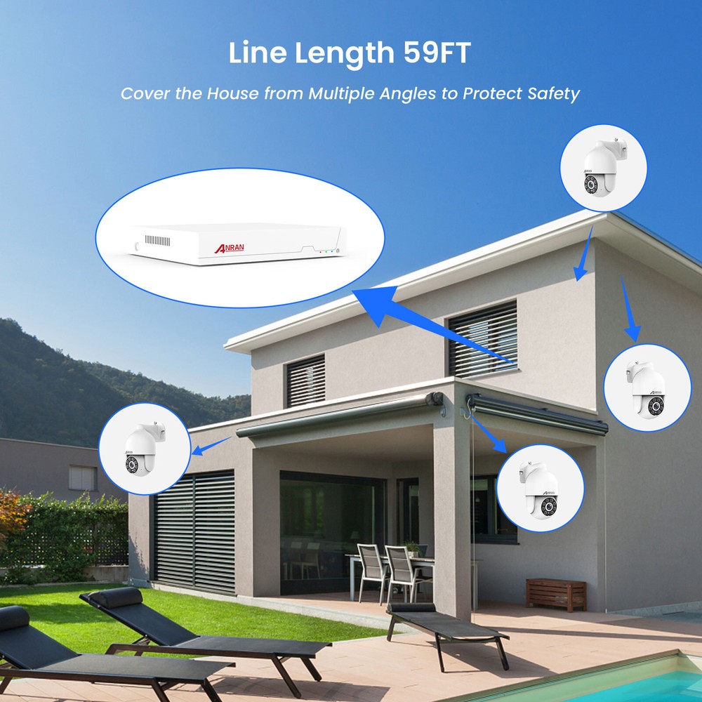 ANRAN 8MP 8CH Home Security Camera System Wired PoE IP Outdoor Motion Detection