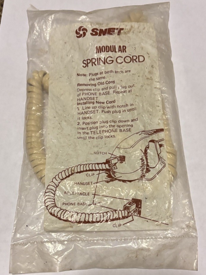 12 Ft Ivory Modular Spring Telephone Handset Cord