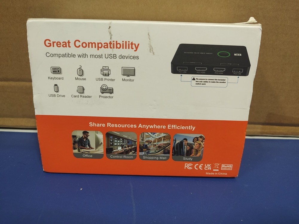 KVM HDMI USB KVM SWITCH 2 PORT BOX (NEW)