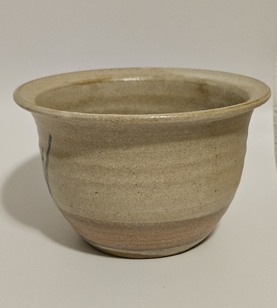 Small Stoneware Pottery Planter Multicolor Signed About 3" High 4.5" Wide
