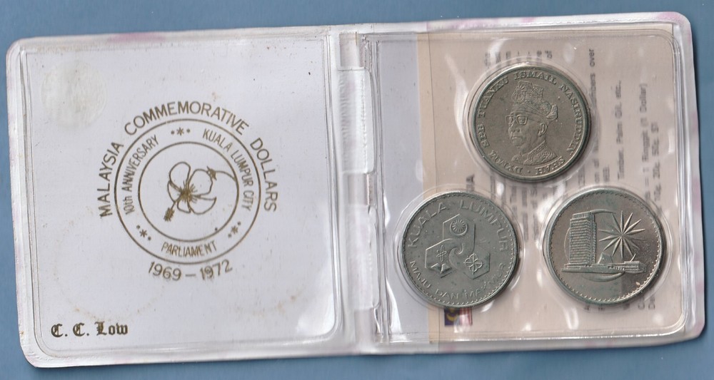Malaysia 1969,1971 & 1972  Commemorative Dollars ~ Three Total
