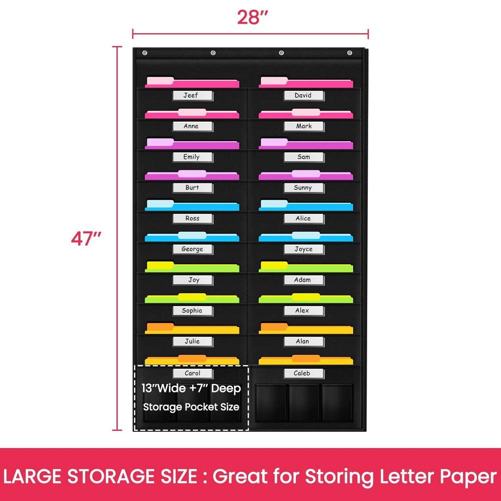 Heavy Duty Storage Pocket Chart for Classroom and OfficeClear Storage Pocket ...