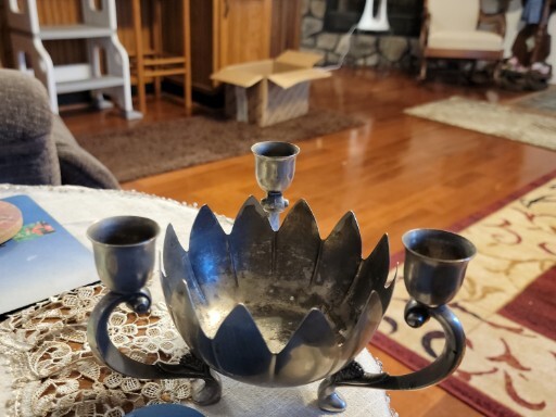 Three 3 Candle Centerpiece Holder Stick Silver Plated