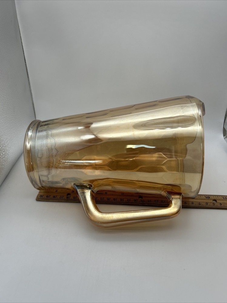 Vintage Orange Carnival Glass Pitcher with Handle Numbered 13A