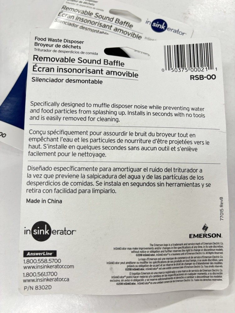 Set of 2 InSinkErator RSB-00 Removable Sound Baffles Plastic