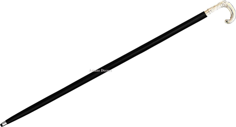 Classic Foldable Black Wooden Walking Stick with Silver Derby Handle