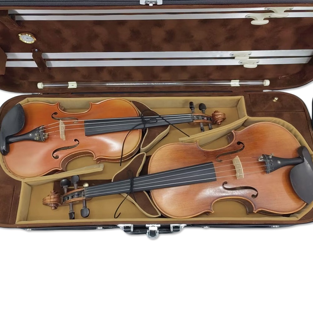 Adjustable 4/4 Full Size Double Violin Case Viola Case with 4 Bow Holders