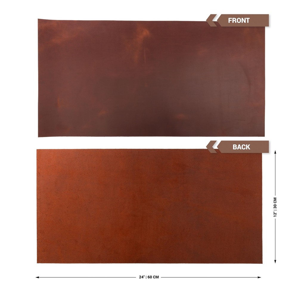 12''X24'' Genuine Brown Leather Sheets for Crafts - Square 2.0MM Thick Genuin...