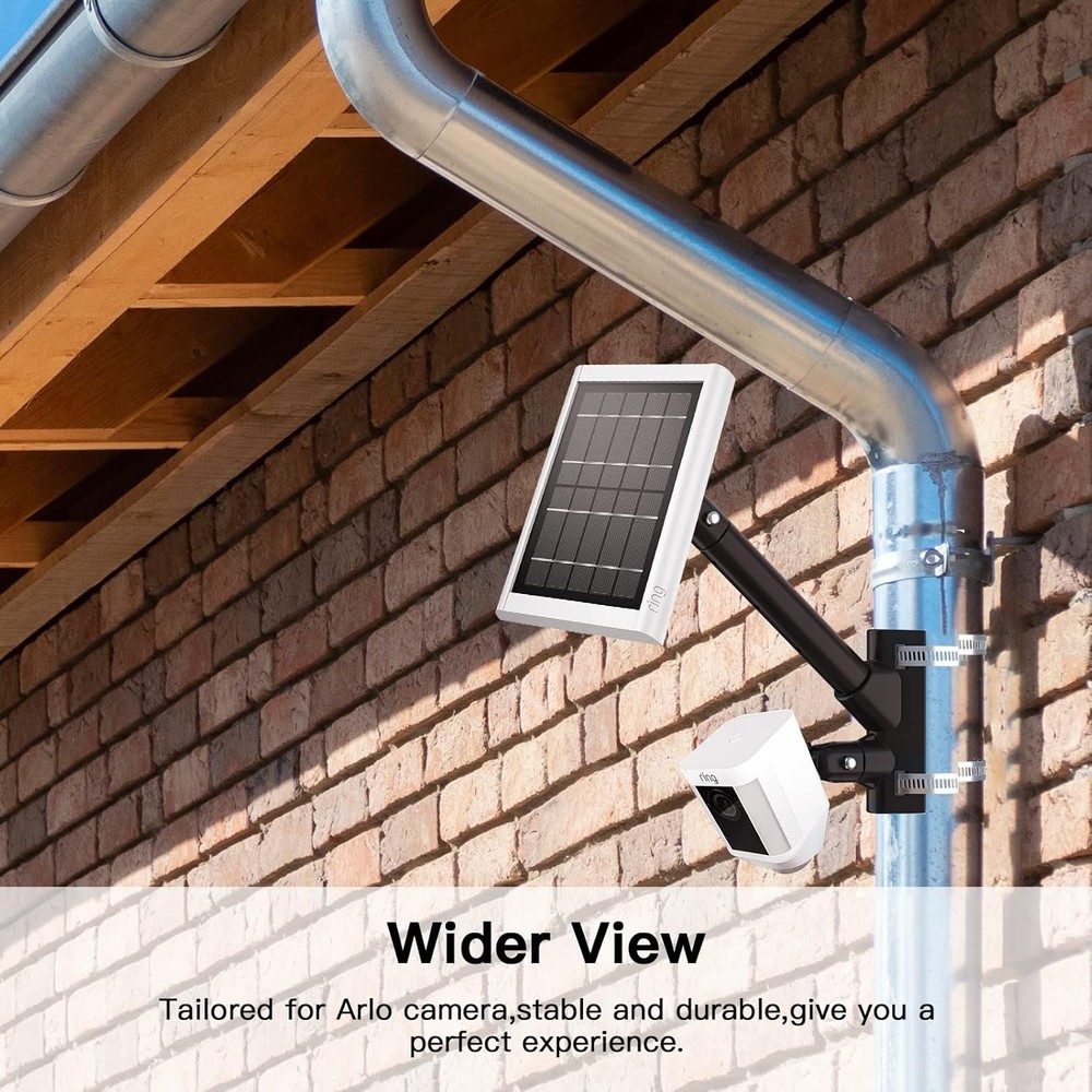 2-in-1 Pole Mounting Bracket for Ring Stick Up Cam, Solar Panel and Black