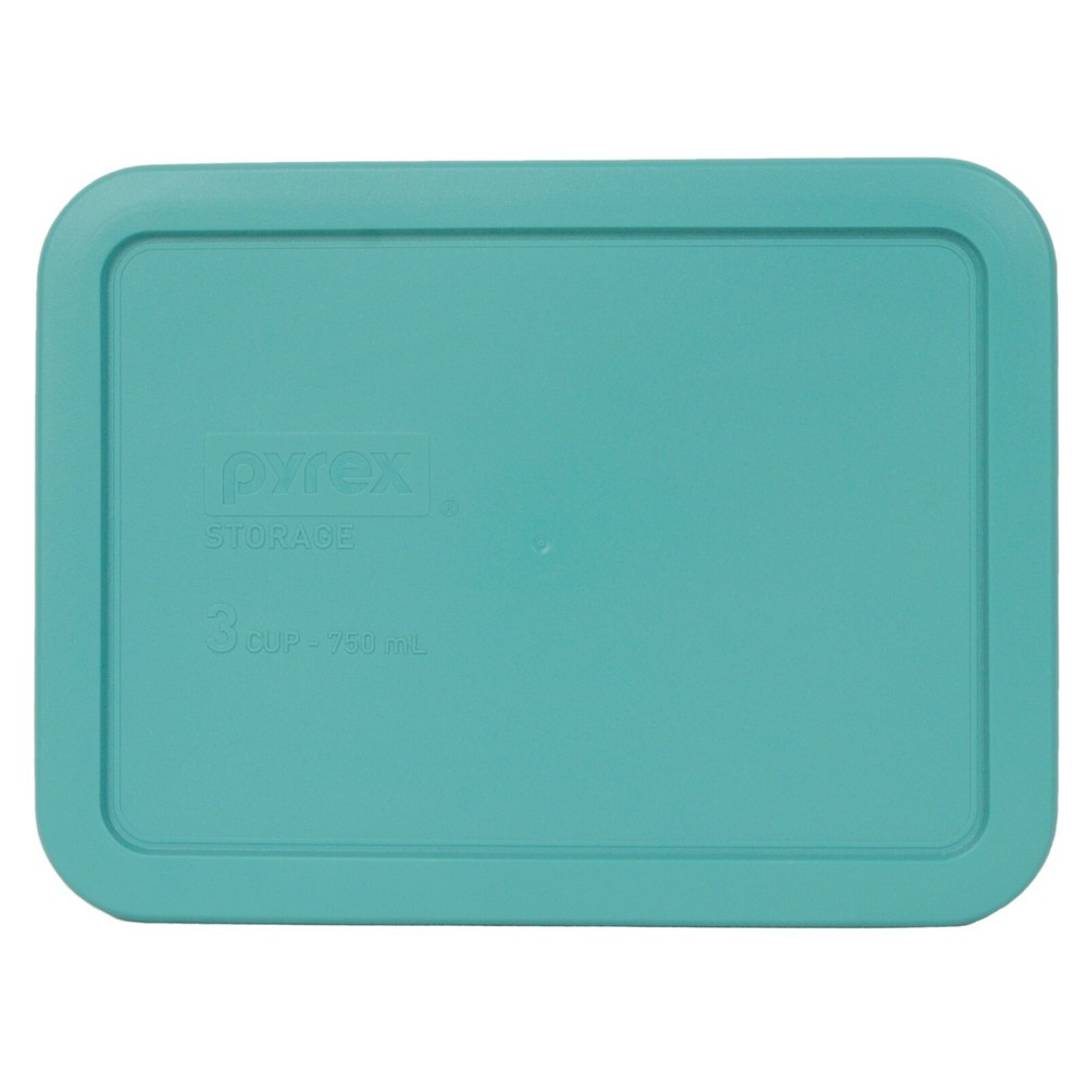 Pyrex 7210 3-Cup Glass Storage Dish w/ 7210-PC Turquoise Plastic Lid (2-Pack)