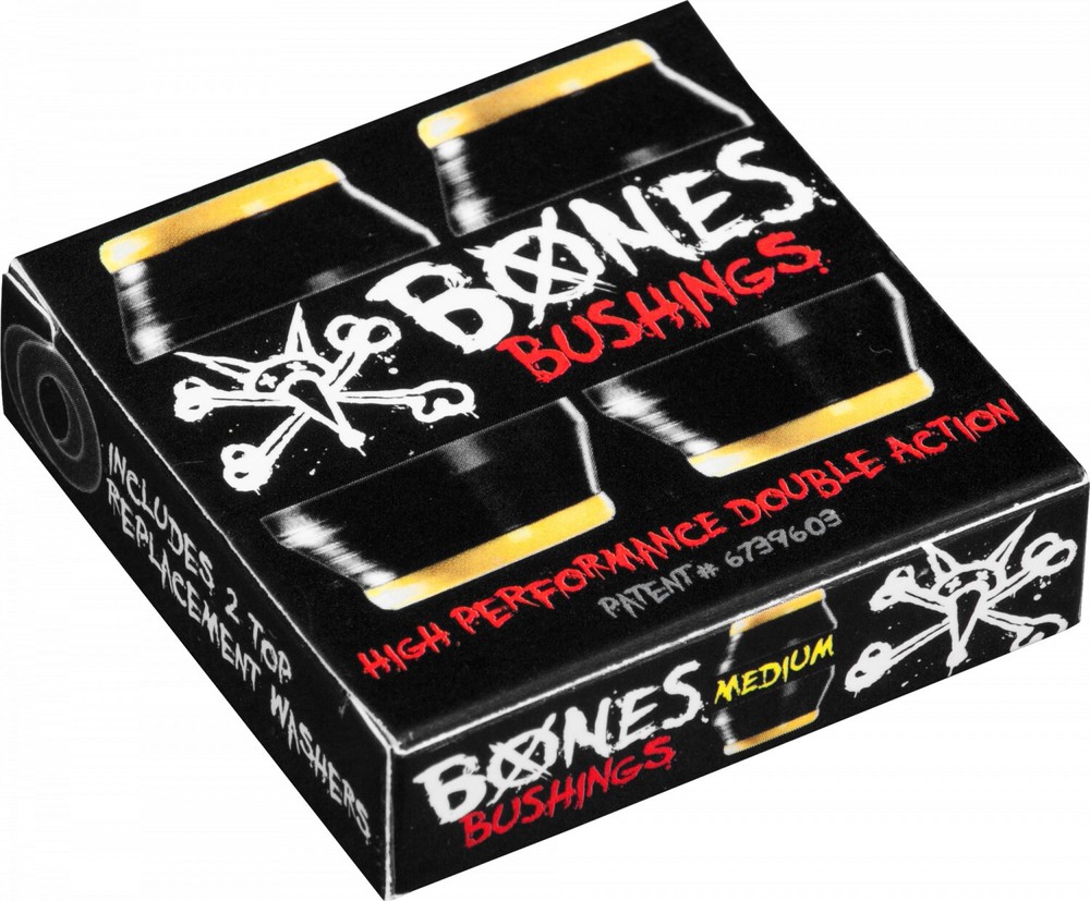Bones Skateboard Bushings Hardcore Medium Black 91A With Krown T-Tool & Hardware