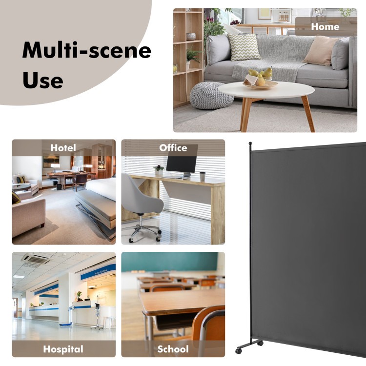 6ft Rolling Room Divider with Wheels | Privacy, Light Blocking, Single Panel