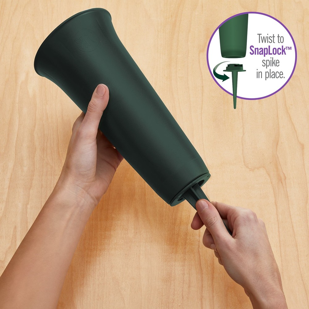(2 pack) 12.9" Eternity Cemetery Green Plastic Cone Vase