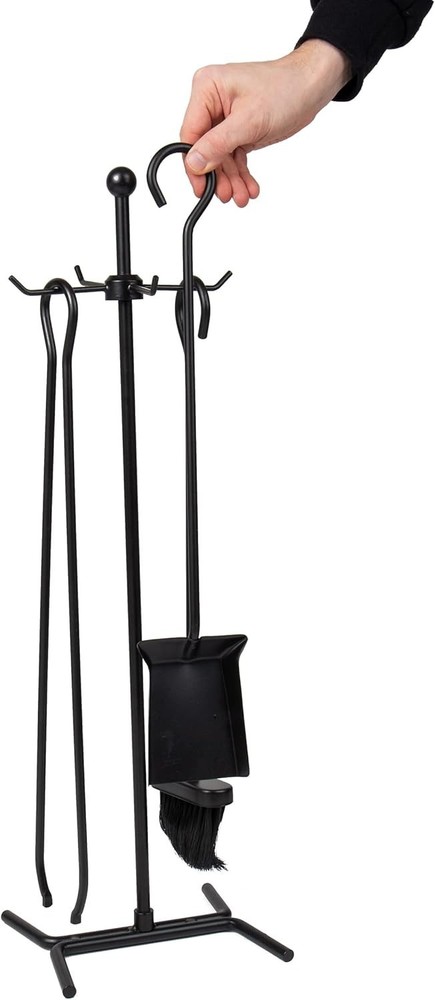 Complete Wrought Iron Fireplace Set - 4 Tools with Easy Assembly and Maintenance