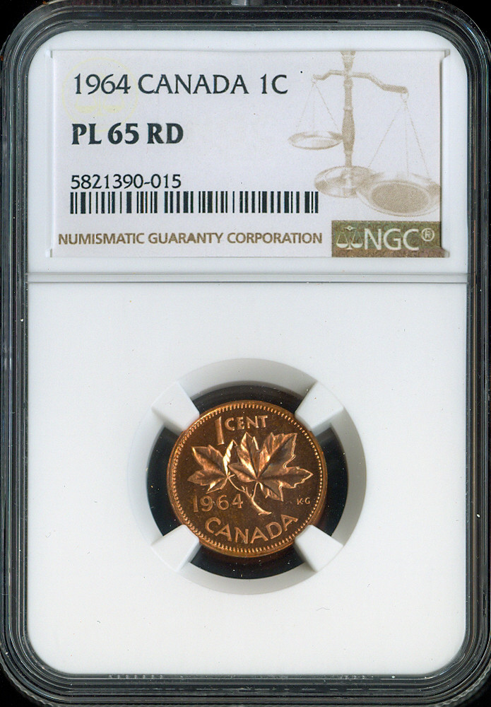 1964 Canada Small Cent NGC PL65 RD - Quality