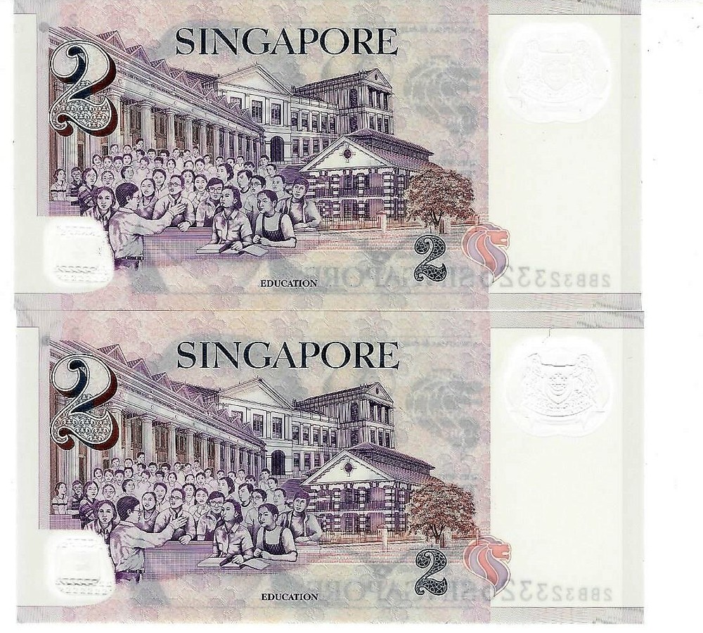 SINGAPORE 2 DOLLARS (2010)  -UNC P.46 -  Polymer- RARE - UP -
