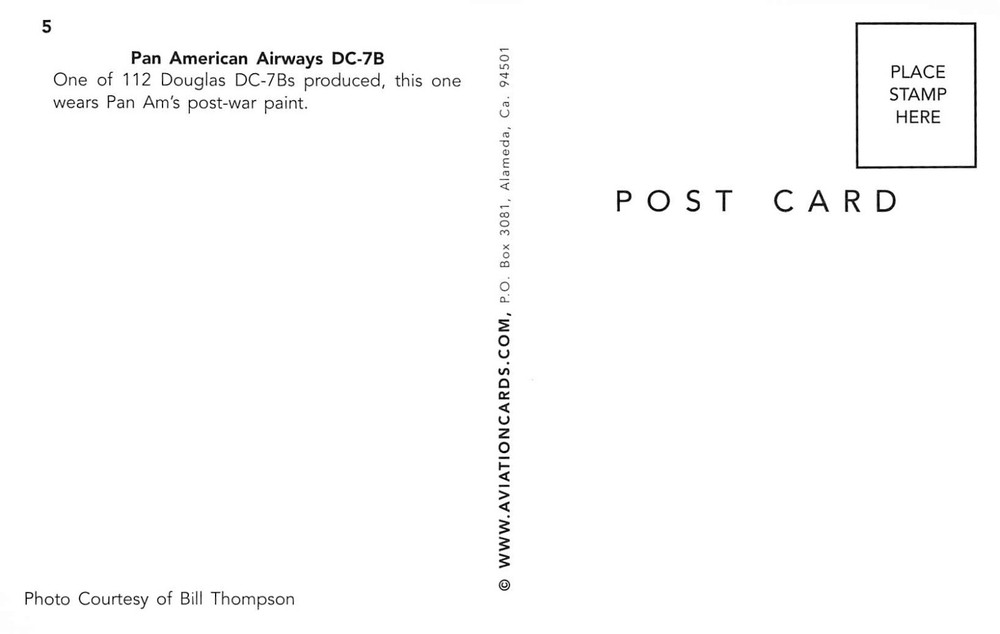 Airline Postcard PAN AMERICAN AIRWAY DC-7B