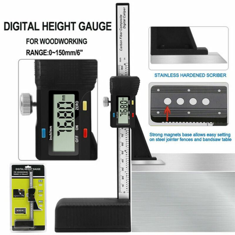 6'' LCD Screen Digital Height Depth Gauge Slide Caliper Vernier Ruler Measuring