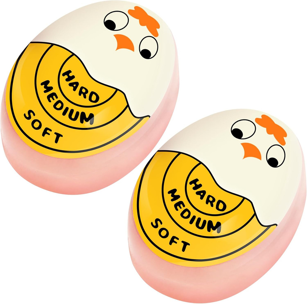 2-Pack Egg Timer, Color Changing, Hard & Soft Boiled Indicator, Yellow