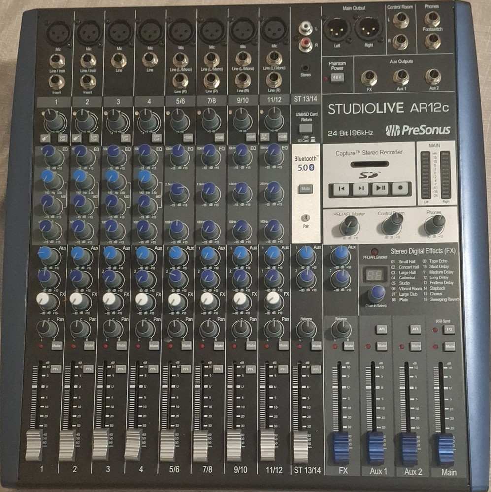 PreSonus StudioLive AR12c 14-Channel Analog Mixer Bluetooth Effects USB SD