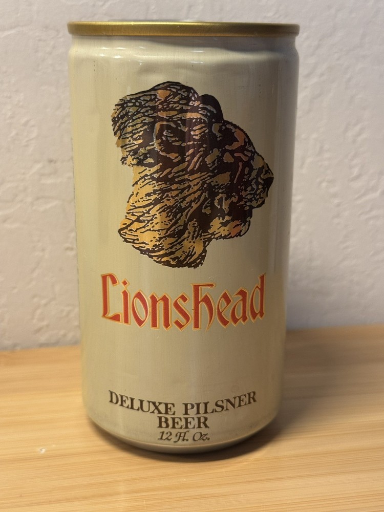 Lionshead Deluxe Pilsner Beer - Empty top opened Beer Can