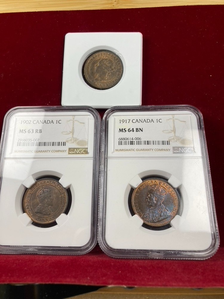 CANADA LARGE CENTS TYPE SET OF 3 UNC CENTS