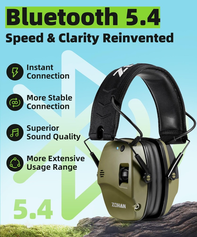 ZOHAN 035 Bluetooth Ear Protection Earmuff Green