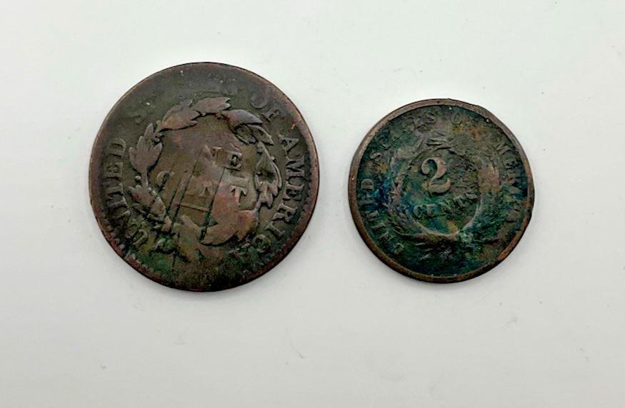 1819 LARGE CENT 1864 2 CENT LOT